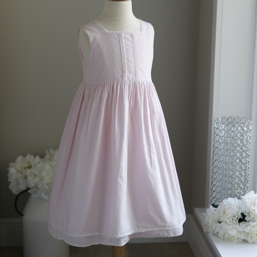 Strasburg Pink Cotton Sundress Beach Portrait Vacation Embroidery Lace NWOT